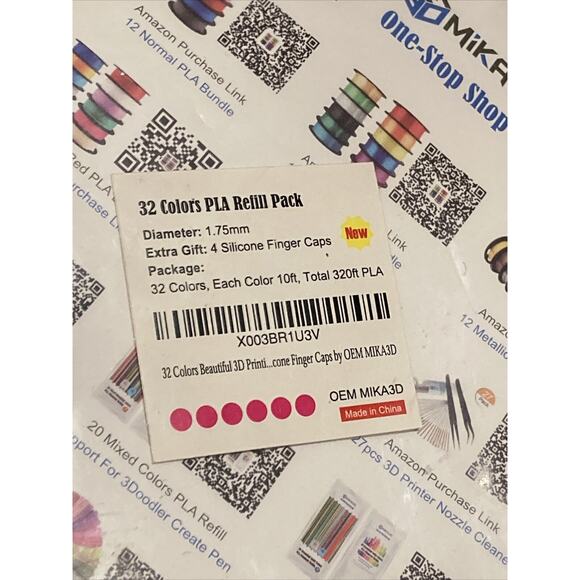MIKA 3D Pen/Printer PLA Filament 1.75mm *Pack Of 32 Colors/10 Feet Each NIP - Picture 2 of 4